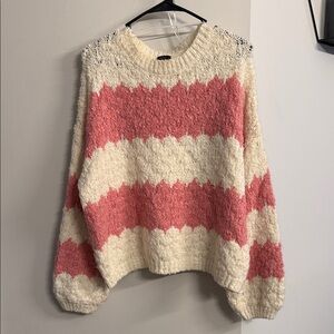 Debut Pink and Cream Striped Sweater